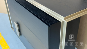 Italian <b>Black</b> Solid Wood Wall <b>Side</b> <b>Table</b> Three Drawer Living Room <b>Side</b> <b>Table</b> Square Corner <b>Table</b> With Metal Surround - Product Image 2