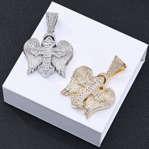 จี้รูปกางเขนปีกนางฟ้าประดับเพชรโมอิสซาไนต์ เงินแท้ 925 ระดับ VVS รูปเหรียญนักบิน ได้รับการรับรองจาก GRA ผ่านการทดสอบ - Product Image 3