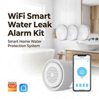 Kit d'alarme intelligent anti-fuite d'eau en stock, une sirène, trois capteurs, sans fil 300M, alarme sonore et lumineuse 90dB, notification push via l'application