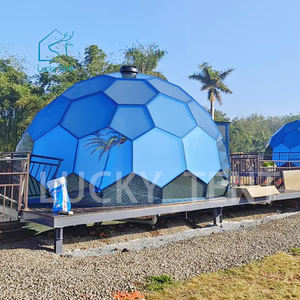 7m 6m Dome Tents Langlebiges Aluminium rahmen Geodätisches Glaskuppel hauszelt mit rosa Platte - Product Image 6