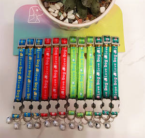 공장 도매 다채로운 발자국 무늬 조절 가능한 나일론 고양이 강아지 목걸이 벨 포함 - Product Image 3