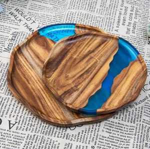 Bandeja Redonda de Resina Epoxi con Madera de Acacia para Servir, Venta al por Mayor |   Bandeja de Té de Madera con Logotipo Personalizado para el Hogar, Cocina y Restaurante - Product Image 5