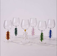 Verres à vin en verre coloré de Noël modernes Xinboyuan avec décor d'arbre de Noël