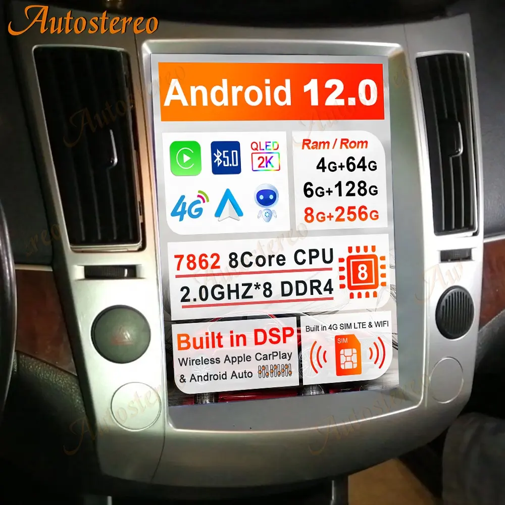 Android 12 Tesla Auto Radio per Hyundai Veracruz IX55 2006-2012 navigazione GPS per Auto lettore multimediale unità principale Wireless Carplay