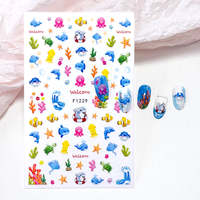 Autocollants 3D Mignons d'Été pour Ongles, Motifs Dessins Animés Fruits Océan Flamants Roses Citrons, Décalcomanies Auto-Adhésives pour Enfants pour Manucure DIY