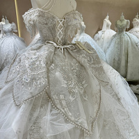 DW0051 Robes de mariée de luxe vintage Robe de bal à épaules dénudées, paillettes lourdes, perlées, appliques de dentelle et de cristal pour femmes