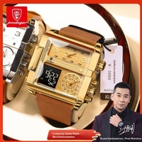 Nouvelle Montre Électronique Double Affichage Tendance Étanche à Quartz pour Homme avec Bracelet en Cuir Résistance à l'Eau 50m Populaire