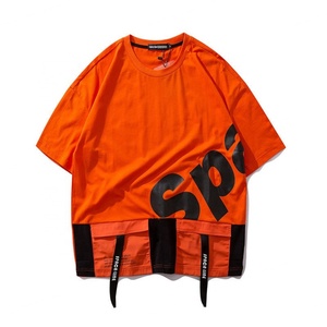 Camiseta de Verano para Hombre con Logotipo Personalizado, de Lujo, 100% Algodón Tejido, 180g, Talla Grande, Estilo Hip-Hop, Holgada, con Bolsillo Decorativo y Serigrafía - Product Image 2