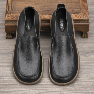 AIBOIS Mocassins Homme à Enfiler Bout Rond Cuir Véritable Respirant Semelle Caoutchouc Chaussures Décontractées de Conduite - Product Image 1