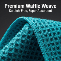 Paño de Limpieza de Microfibra de Primera Calidad con Tejido de Waffle, Super Absorbente, Sin Rayas, Toalla Profesional para Secar el Coche