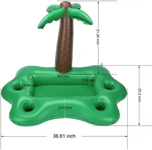 Floating inflatable cup holder ice bucket palm tree ice bucket