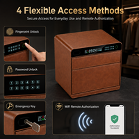 Coffre-fort biométrique à empreintes digitales pour bijoux, montres, argent liquide avec batterie rechargeable et chargement USB-C