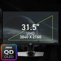 Moniteur d'ordinateur MSI MAG 321UP QD-OLED 32 pouces 3840X2160 (UHD), 165Hz, inclinaison, hauteur réglable, haut-parleur, 0.03ms, noir