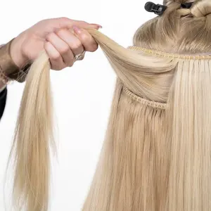 Hot Sale Remy Haar verlängerungen Natürliches russisches unsichtbares menschliches Haar Double Drawn Virgin Machine Schuss haar