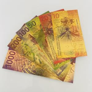Ensemble de billets de banque en feuille d'or du <span class=keywords><strong>Franc</strong></span> <span class=keywords><strong>Suisse</strong></span>, 6 pièces (10, <span class=keywords><strong>20</strong></span>, 50, 100, 200, 1000 Francs) pour cadeaux, souvenirs, lot mixte de billets en feuille d'or - Product Image 3