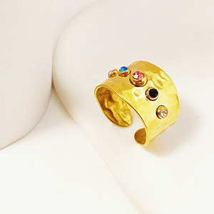 Anillo Ajustable de Acero Inoxidable Chapado en Oro Antiguo para Mujer, Estilo Clásico, Anillos Delgados en Capas, Joyería Natural para Uso Diario - Product Image 3