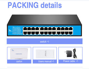 24-पोर्ट 10/100/1000 मीटर ईथरनेट फाइबर स्विच स्नम्प vlan qos धातु लोहा शेल प्लग आंतरिक बिजली की आपूर्ति Rj45 कंसोल पोर्ट नई - Product Image 4