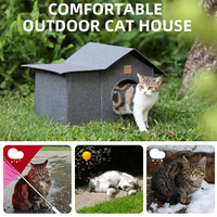 Nichoir pour animaux de compagnie écologique, petit, d'extérieur, toutes saisons, abri pour chat, résistant aux intempéries, motif uni, avec tapis amovible pour chien en polyester