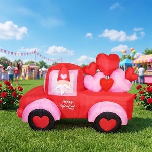 Gnomo Gonfiabile <span class=keywords><strong>di</strong></span> San Valentino con Pickup, Decorazione con Cuori Rosa e LED Luminosi per Atmosfera Festiva all'Aperto - Product Image 1