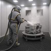 Chambre de sablage automatique à sec sous pression pour la fabrication et le nettoyage de grandes structures métalliques en acier
