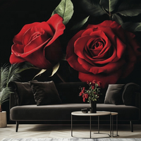 Roses rouges romantiques Murals muraux modernes imperméables en 3D pour la décoration murale de la chambre à coucher de mariage Papier peint personnalisé pour la maison