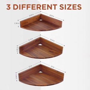 Juego de 3 estantes de esquina flotantes con borde redondo de madera de acacia para almacenamiento y exhibición estantes flotantes de esquina estante de esquina - Product Image 3