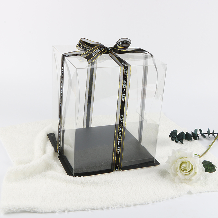 Wholesale Custom Logo PET transparent plastic cake packaging box with lid