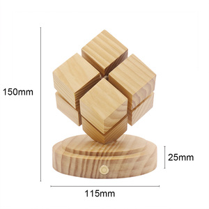 3d <span class=keywords><strong>cubo</strong></span> lampada decorativa Display a Led ricaricabile in legno luce notturna lampada Touch con batteria - Product Image 5