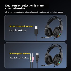 Casque de jeu filaire T-WOLF H160 avec éclairage RVB, son surround stéréo, coussinets d'oreille confortables pour les joueurs, vente directe d'usine - Product Image 6