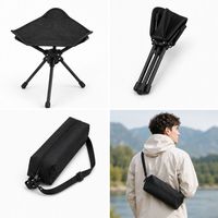 Tabouret pliant triangulaire pour le camping en plein air, tissu Oxford 600D, tabouret pliant à trois positions avec rotation à 360 degrés pour la pêche