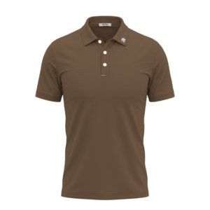 Polo en piqué de coton marron à manches courtes pour homme, couleur unie, style décontracté, tissu tricoté respirant, coupe classique, logo sur le devant - Product Image 5