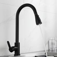 Robinet de cuisine extractible en gros, eau chaude et froide, jet latéral, noir, acier inoxydable 304, cartouche céramique, monocommande