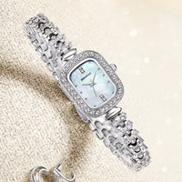 Reloj de Cuarzo de Lujo Mark Fairwhale con Perla Natural, Esfera Cuadrada/Redonda, Resistente al Agua 30m, Correa de Metal y Cristal, Reloj de Pulsera para Mujer FW-3010