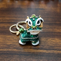 Porte-clés Mini Lion Dansant en Métal, Tête Rotative, Strass en Cristal, Pendentif de Sac Anime, Cadeau de Nouvel An Porte-Bonheur, Vente Chaude