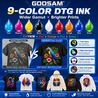 Ensemble d'encre DTG Premium 9 couleurs pour impression textile vive sur T-shirts 1000ml Encre pigmentaire textile anti-colmatage pour Epson I3200 XP600 Dx5 Dx7