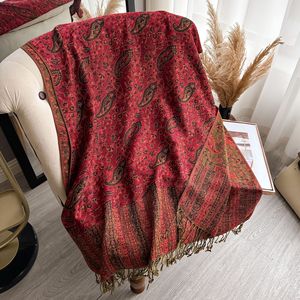 Scialle 2025 nuovo lusso in Cashmere Cashmere donna etnico Paisley nappa Jacquard sciarpa calda per l'autunno Hijab grande frangia pronta per la spedizione - Product Image 4