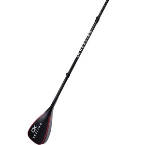 Pagaie de surf Ok Healing en trois sections, longueur réglable 175-210 cm, ultralégère, entièrement en fibre de verre, noire avec lames à bord rouge - Product Image 2