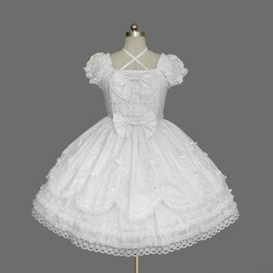 Nuevo Vestido Lolita de Encaje Estilo Corte, con Mangas Cortas, Estilo Gótico, para Fiesta de Disfraces, en Venta - Product Image 1