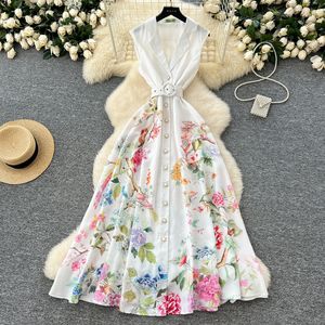Nuova Moda All'ingrosso Primavera/Estate: Mini Abito Elegante Senza Maniche con Scollo a V, Stile Ufficio e da Festa, con Vita Impero e Chiusura Monopetto, Linea ad A - Product Image 3