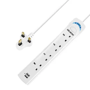 MELHOR Fábrica Fabricação OEM 5 tomadas AC extensão tomada UK Tipo 2 usb tira