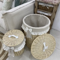 Panier de rangement en osier et rotin de fournisseurs bon marché avec couvercle pour solution d'organisation du linge
