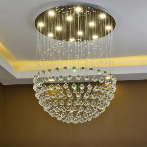 Lámpara de techo con bola de cristal para Villa, Hotel, sala de estar, lámpara de cadena con globo de gota de lluvia de lujo - Product Image 5