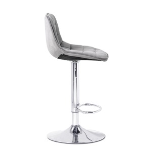Tabouret de bar rembourré en velours, hauteur réglable, base chromée, pour comptoir de bar - Product Image 2