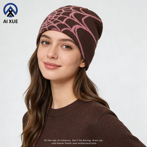 Unisex Winter Cuffless Beanie Hat Custom Design Thick Knitted Spider Web <strong>Cap</strong> With Printing Logo Autumn Beach Scene for Men Women - Product Image 1