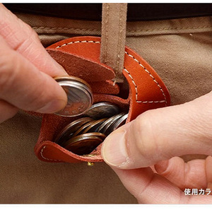 Japanese-style round waist-hanging leather coin <b>purse</b>, orange-shaped coin holder, game coin storage waist bag, gold coin - Product Image 3