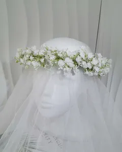 Baby Breath Flower Headpieces Gypsophila Flower Crown Headband Wedding Hair Accessories Headdress Women Bridal Floral Garland