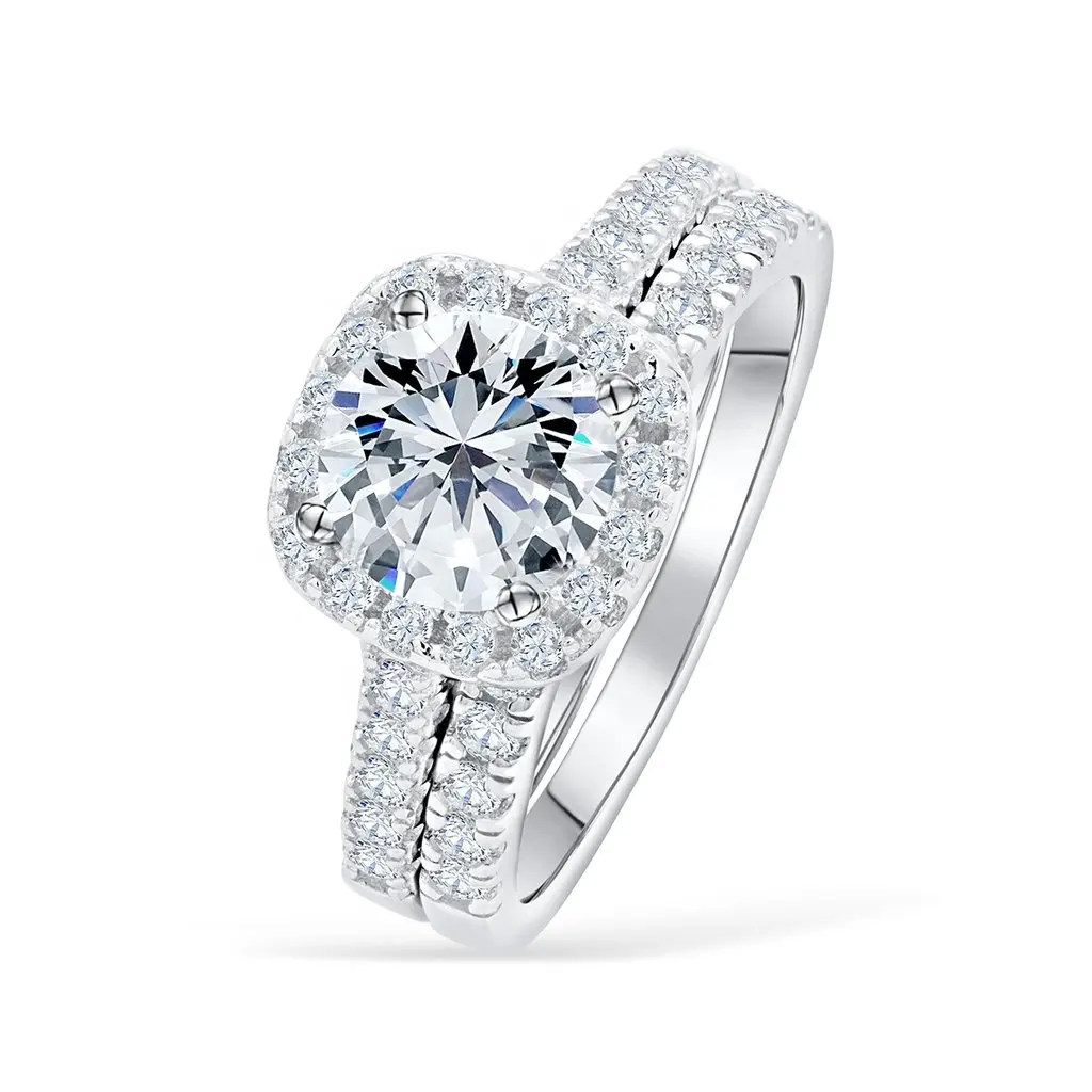 JM Wholesale Price Zirconia Diamond Infinity Ring 925 Sterling Silver Plated Cut Diamond Wedding Rings For Women