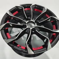 Nuevos Rines de Aleación de Aluminio Forjado de 14-17 Pulgadas, Negro Brillante con Bordes Plateados, Bicolor Rojo y Azul, Ligeros