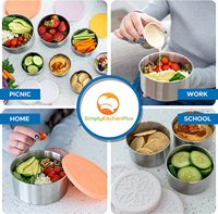 Boîte à lunch en acier inoxydable avec couvercle en silicone anti-fuite, boîte bento pour enfants et adultes, réutilisable, empilable, lot de 5 contenants pour collations