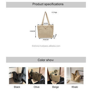 Sac à main fourre-tout en nylon matelassé tendance hiver 2024, grande capacité, doux, élégant, résistant à l'eau, antivol - Product Image 2